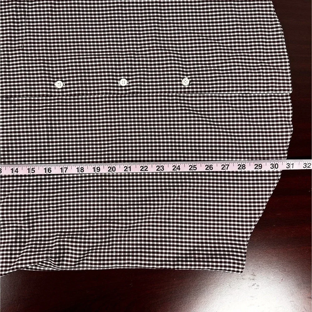 The Men's Store‎ Bloomingdale's XL Burgundy Gingham Non Iron Cotton Dress Shirt